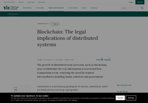 Law Society Report – Blockchain: The legal implications of distributed systems